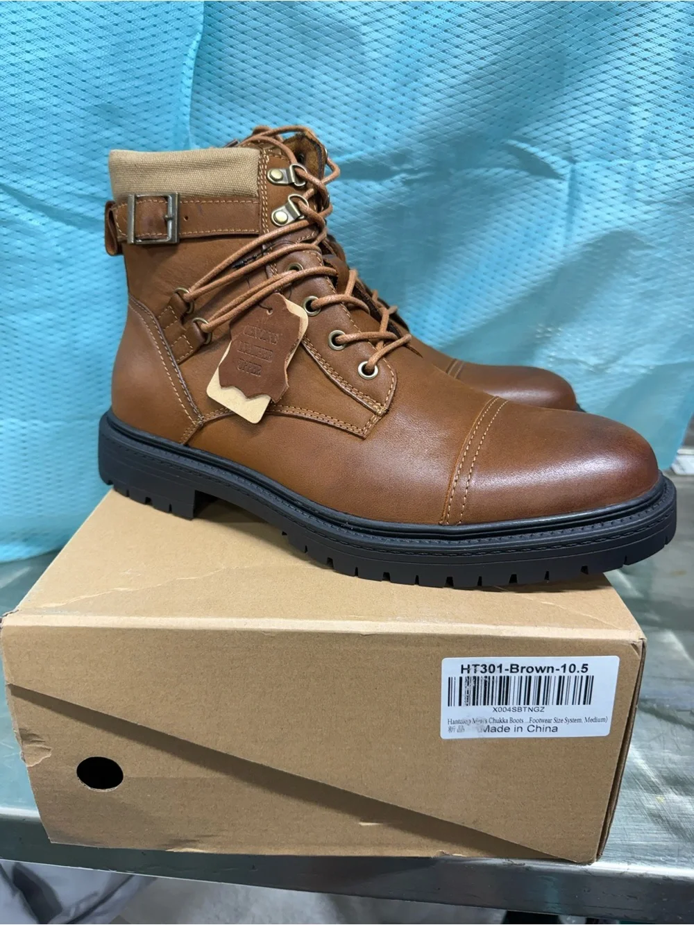Brown Men’s Lace-Up Leather Work Boots